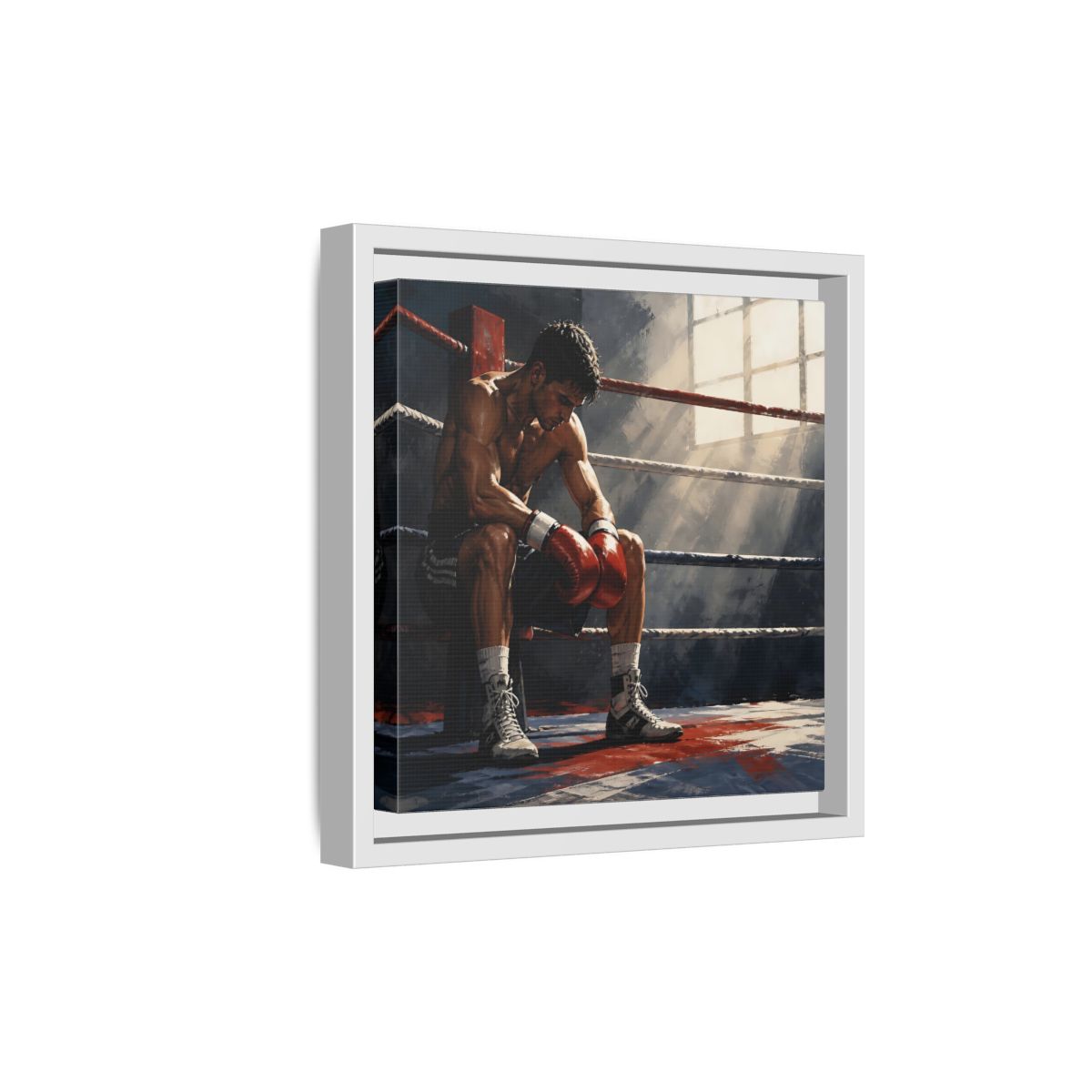 Side Mockup 19. Sports Boxer Boxing Athlete shown as framed canvas print
