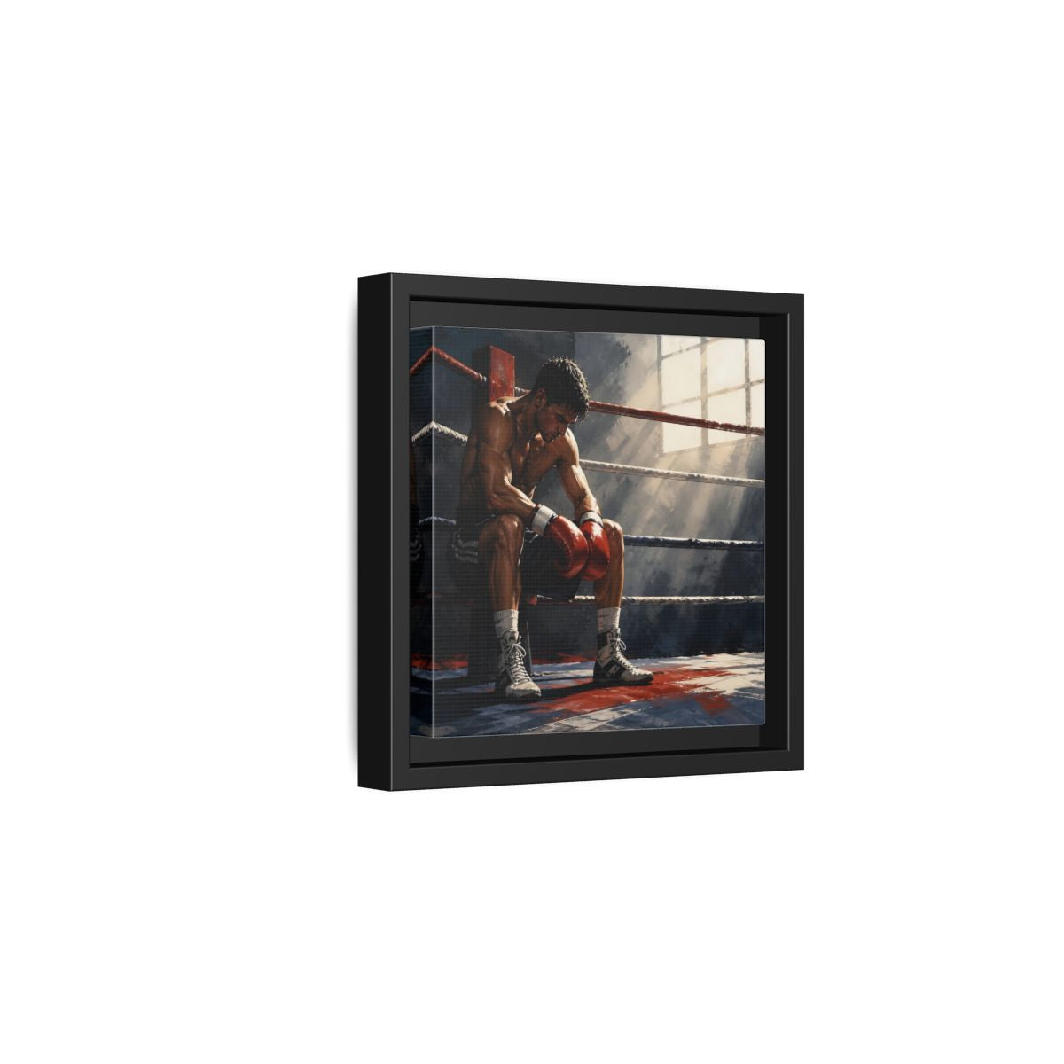 Side Mockup 3. Sports Boxer Boxing Athlete shown as framed canvas print