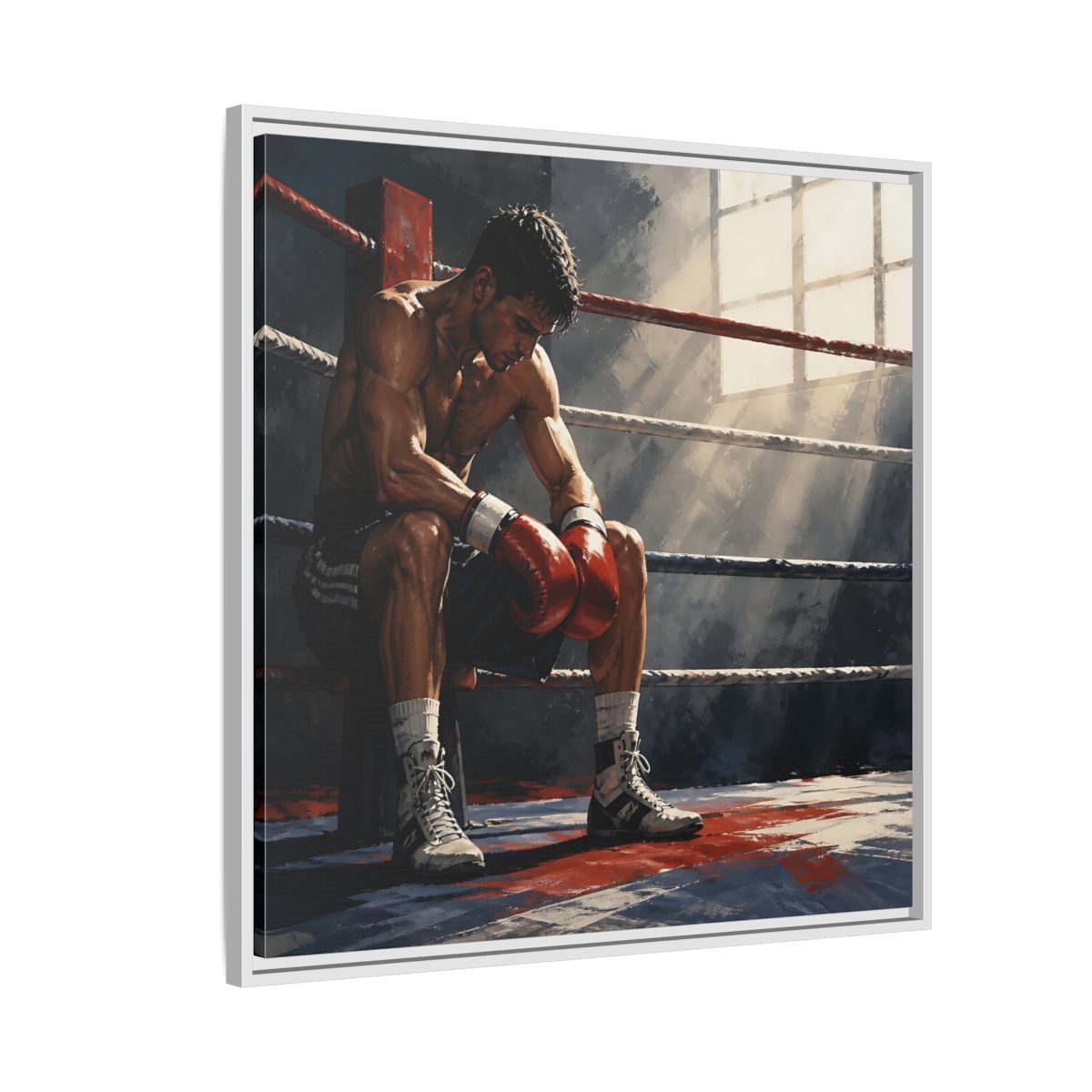 Side Mockup 7. Sports Boxer Boxing Athlete shown as framed canvas print
