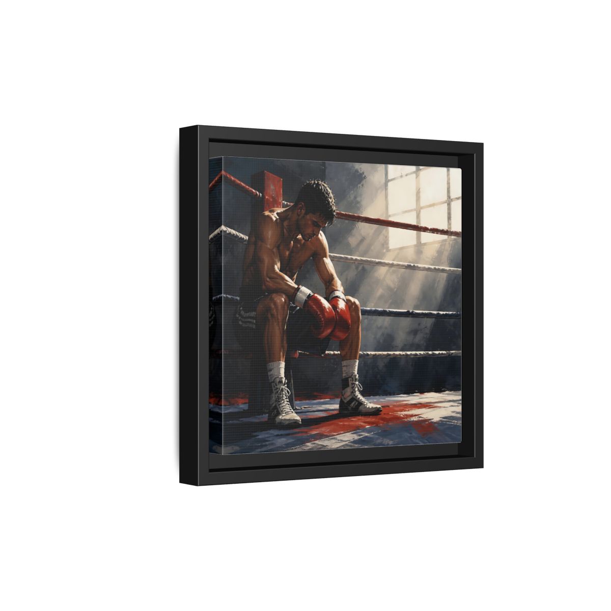 Side Mockup 21. Sports Boxer Boxing Athlete shown as framed canvas print