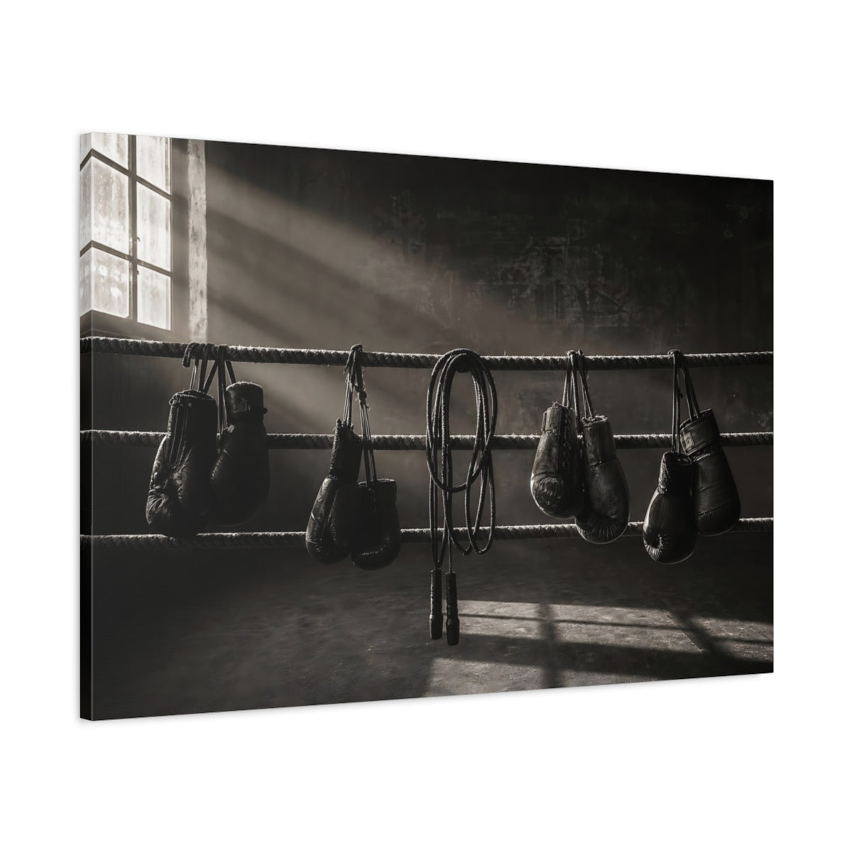 Main Mockup. Sports Boxing Gloves Boxing Gloves Monochrome shown as canvas print