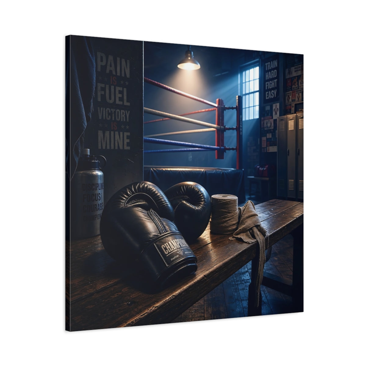 Main Mockup. Sports Boxing Gloves Boxing Gym Vibe shown as canvas print