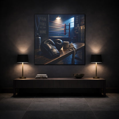 Mockup 3. Sports Boxing Gloves Boxing Gym Vibe shown as canvas print