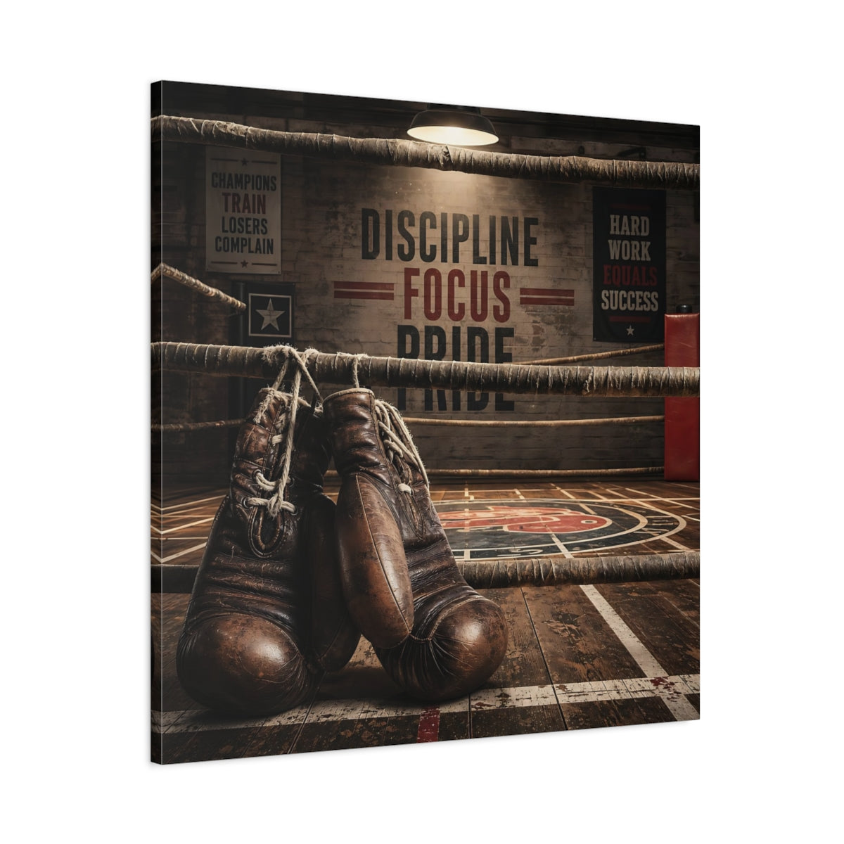 Main Mockup. Sports Boxing Gloves Brown Boxing shown as canvas print