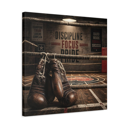 Side Mockup 5. Sports Boxing Gloves Brown Boxing shown as canvas print