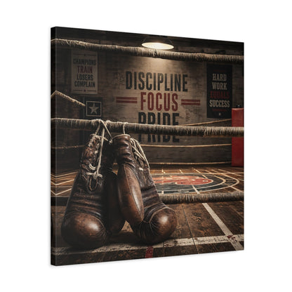 Side Mockup 4. Sports Boxing Gloves Brown Boxing shown as canvas print