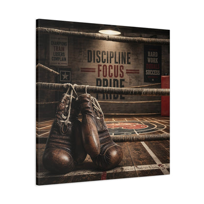 Side Mockup 3. Sports Boxing Gloves Brown Boxing shown as canvas print