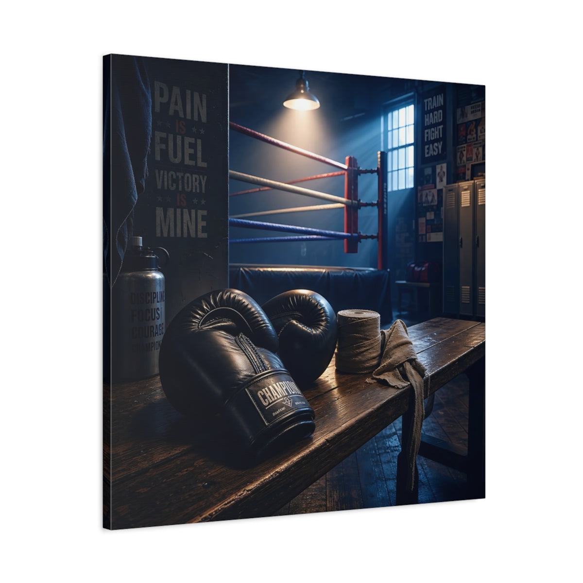 Side Mockup 3. Sports Boxing Gloves Boxing Gym Vibe shown as canvas print