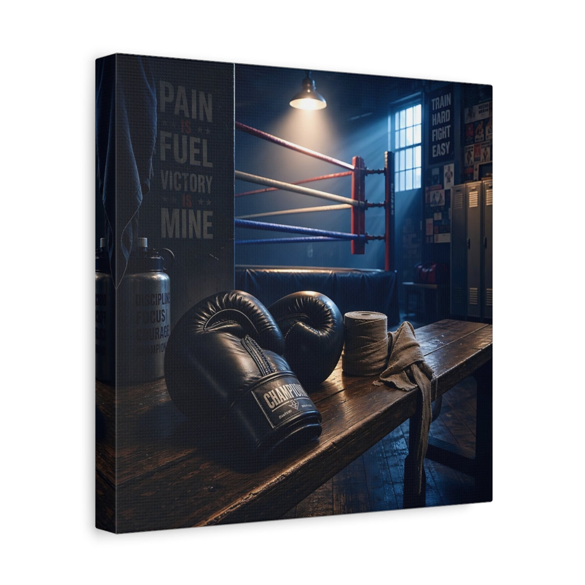 Side Mockup 8. Sports Boxing Gloves Boxing Gym Vibe shown as canvas print