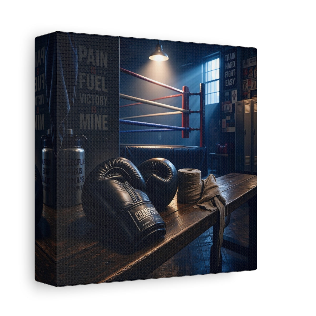 Side Mockup 2. Sports Boxing Gloves Boxing Gym Vibe shown as canvas print