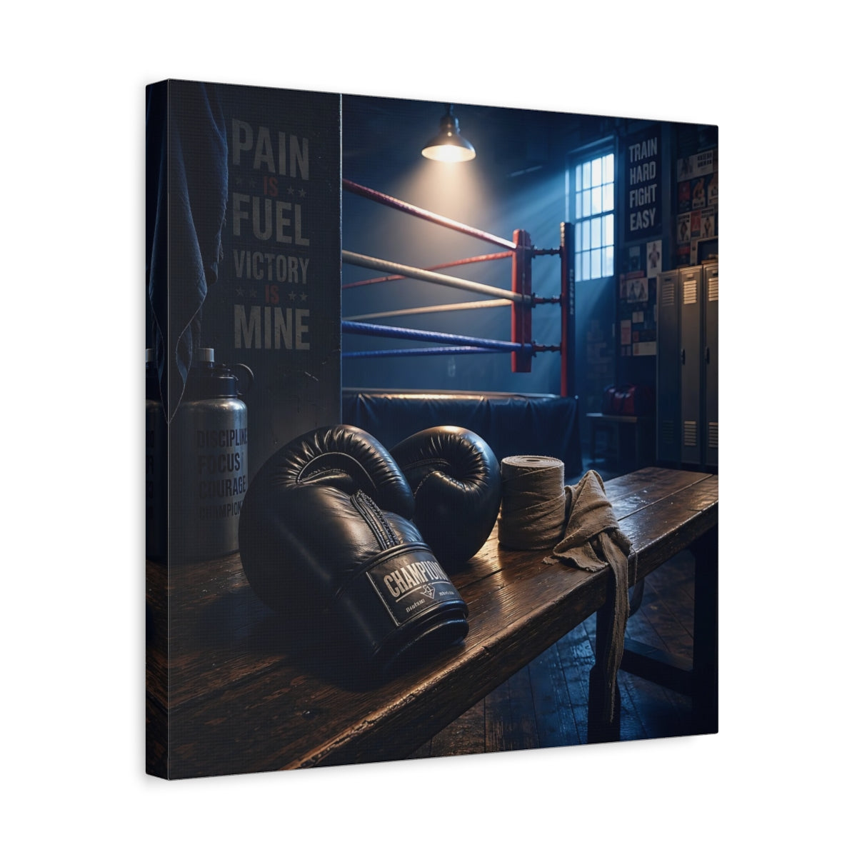 Side Mockup 6. Sports Boxing Gloves Boxing Gym Vibe shown as canvas print