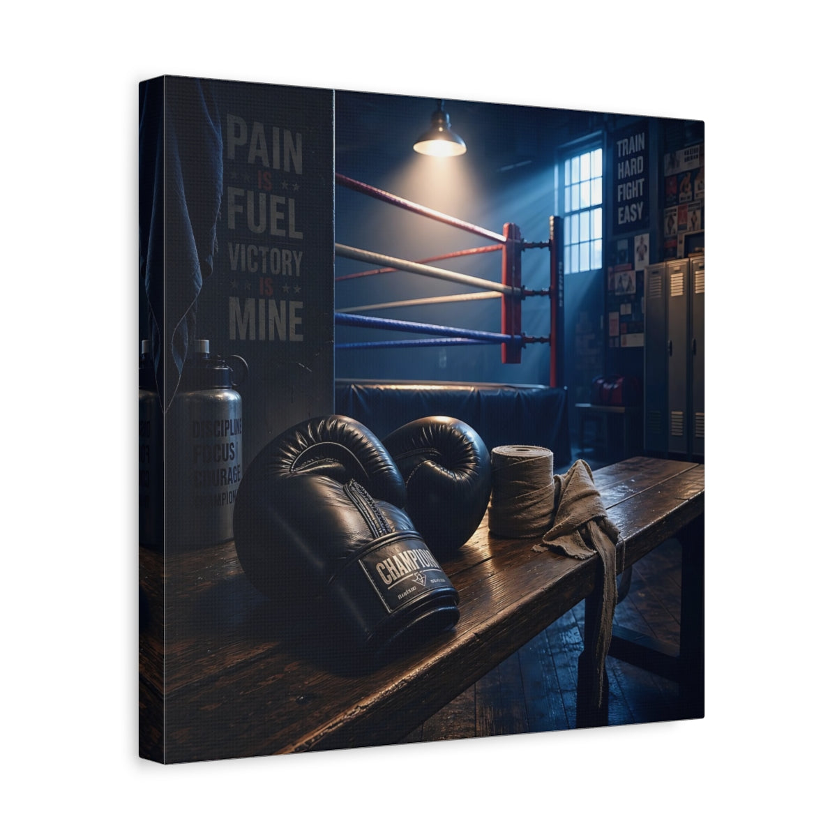 Side Mockup 7. Sports Boxing Gloves Boxing Gym Vibe shown as canvas print