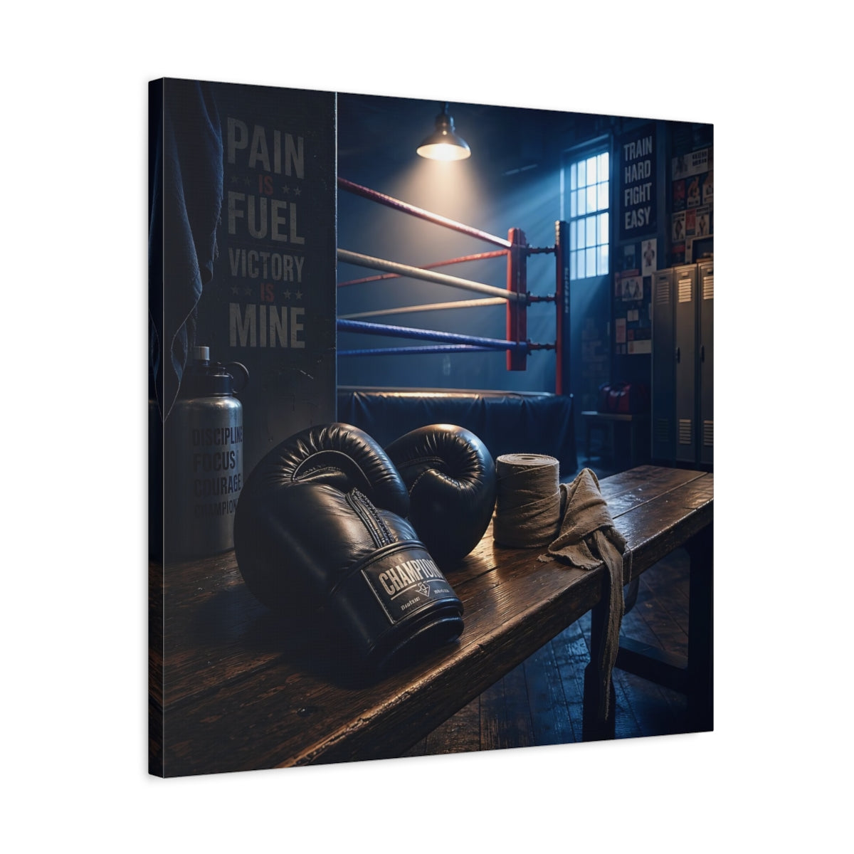 Side Mockup 4. Sports Boxing Gloves Boxing Gym Vibe shown as canvas print
