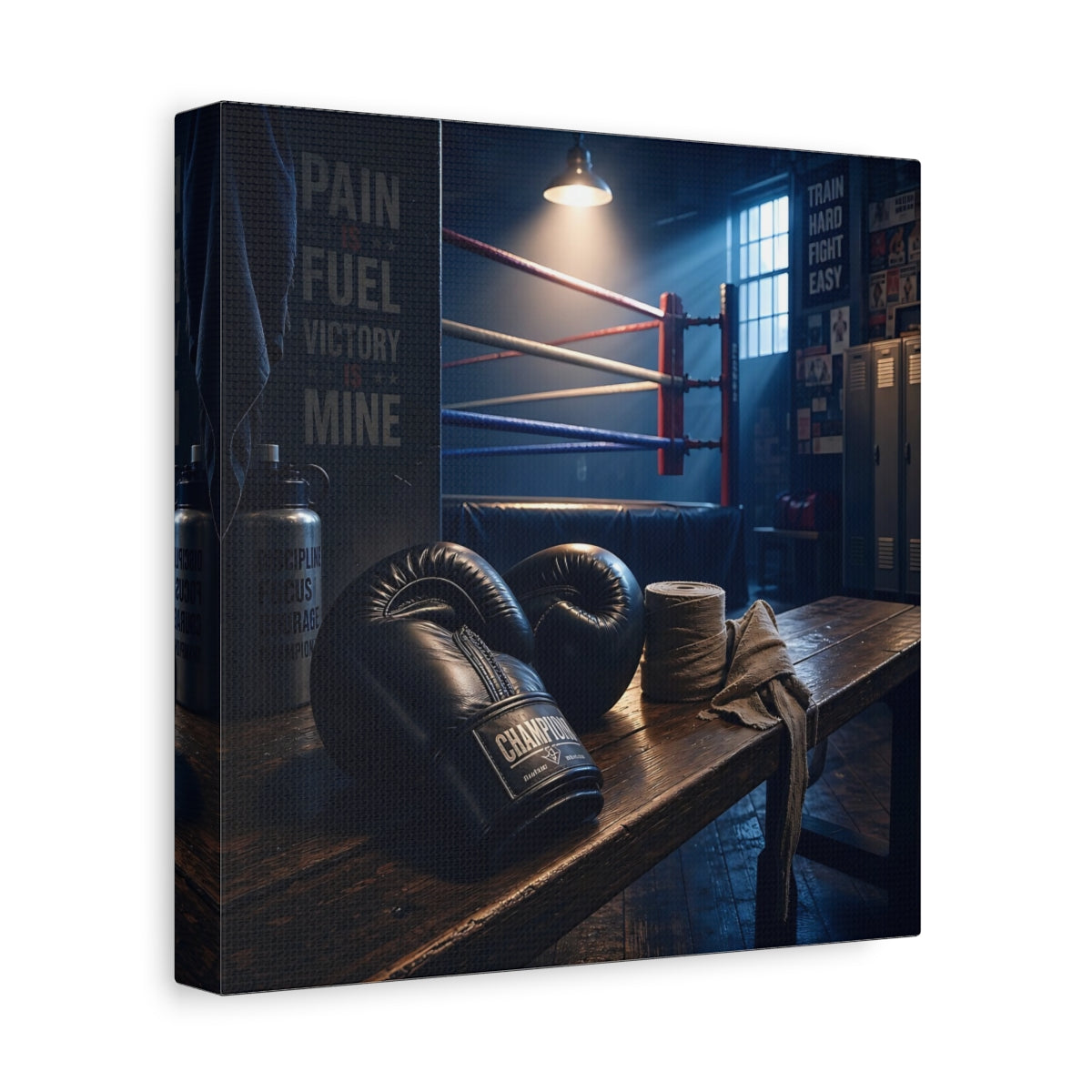 Side Mockup 9. Sports Boxing Gloves Boxing Gym Vibe shown as canvas print