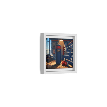 Side Mockup 22. Sports Boxing Gym Blue Red Boxing shown as framed canvas print