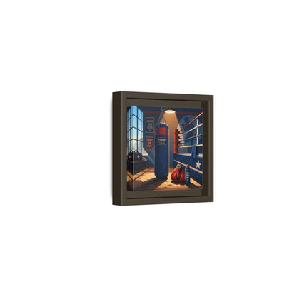 Side Mockup 23. Sports Boxing Gym Blue Red Boxing shown as framed canvas print