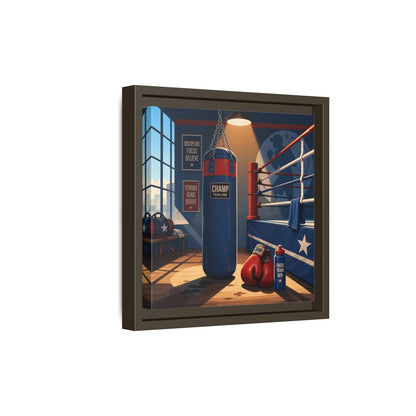 Side Mockup 20. Sports Boxing Gym Blue Red Boxing shown as framed canvas print