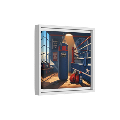 Side Mockup 19. Sports Boxing Gym Blue Red Boxing shown as framed canvas print