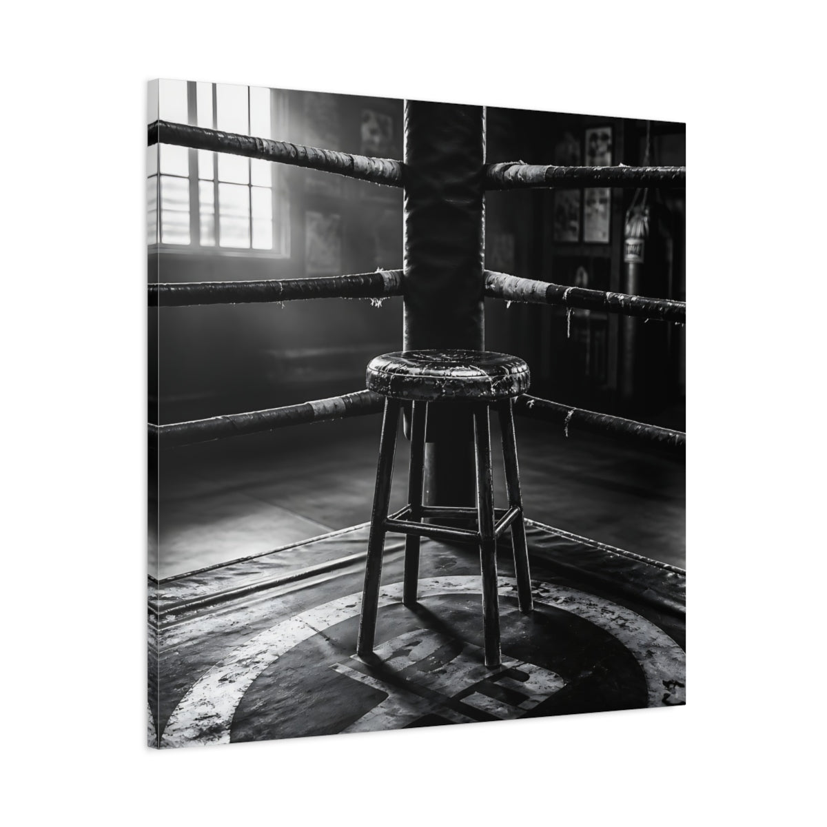 Main Mockup. Sports Boxing Ring Black And White shown as canvas print