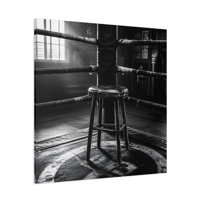 Side Mockup 1. Sports Boxing Ring Black And White shown as canvas print