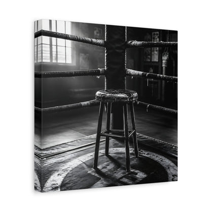 Side Mockup 8. Sports Boxing Ring Black And White shown as canvas print