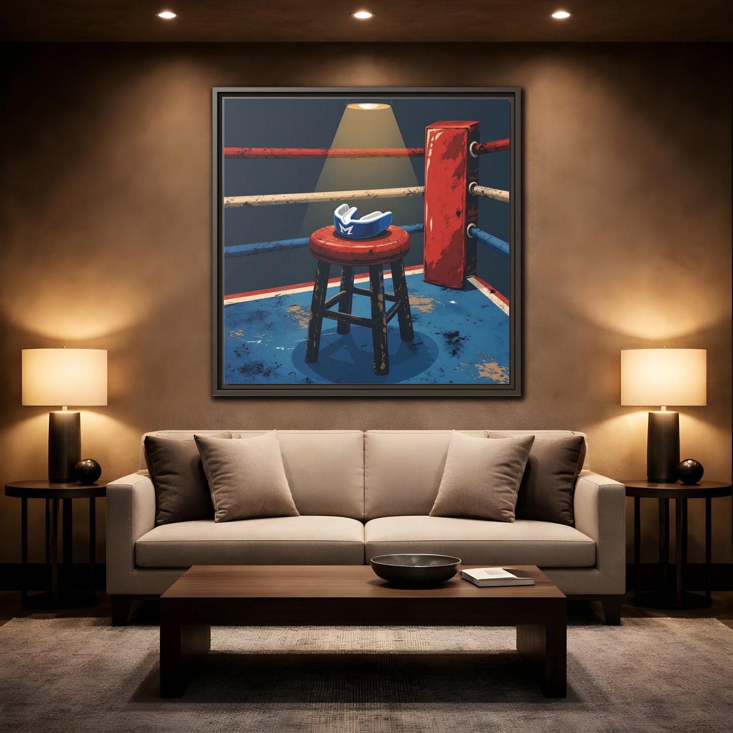 Mockup 2. Sports Boxing Ring Boxing Ring Art shown as framed canvas print