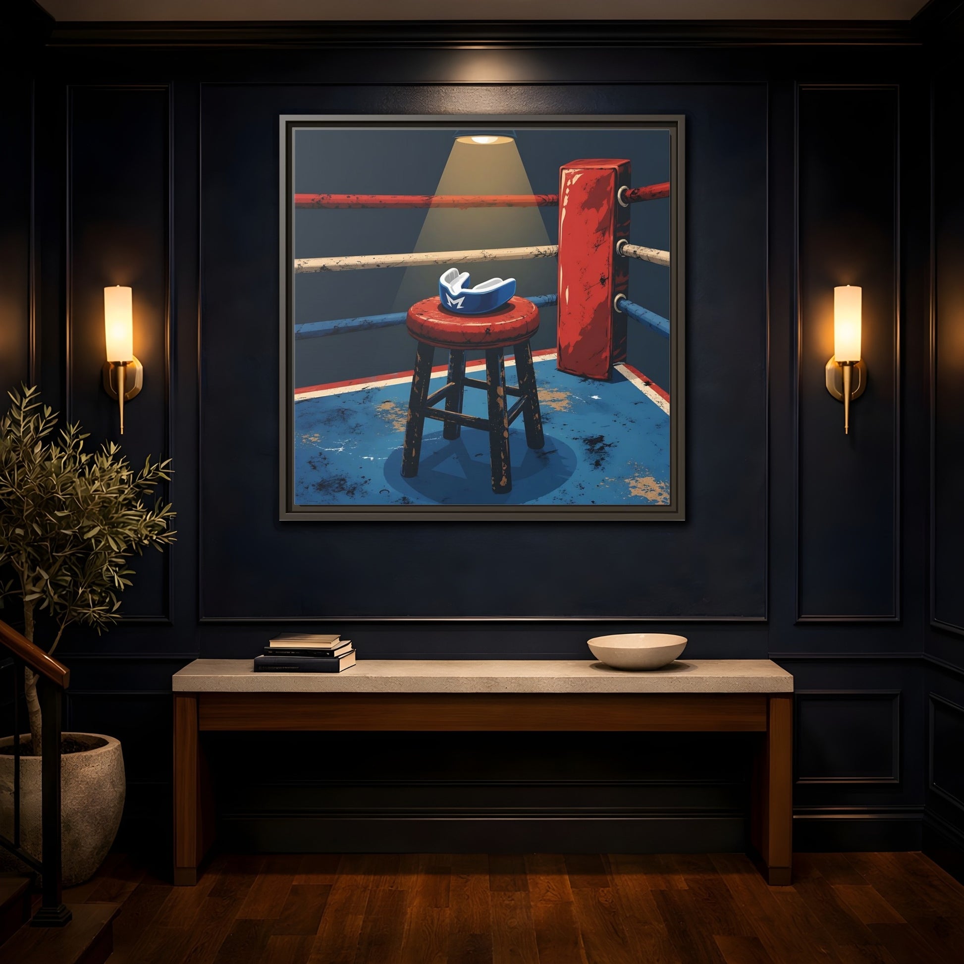 Mockup 4. Sports Boxing Ring Boxing Ring Art shown as framed canvas print
