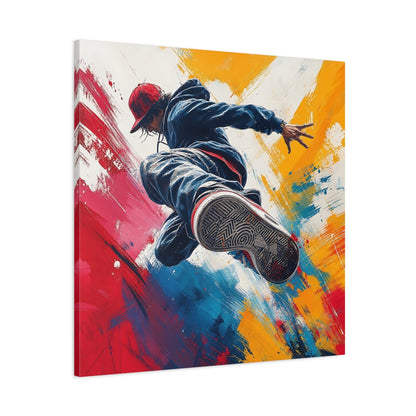 Main Mockup. Sports Breakdancer Colorful Dancer shown as canvas print