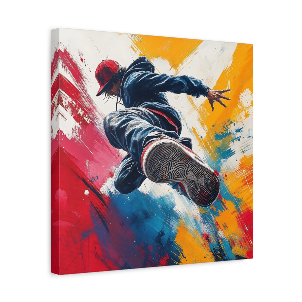 Side Mockup 6. Sports Breakdancer Colorful Dancer shown as canvas print