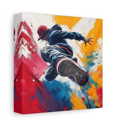 Side Mockup 2. Sports Breakdancer Colorful Dancer shown as canvas print
