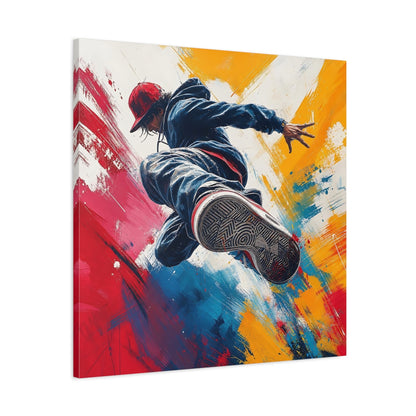 Side Mockup 3. Sports Breakdancer Colorful Dancer shown as canvas print