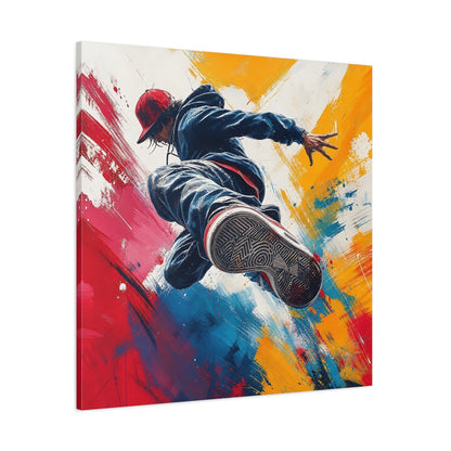 Side Mockup 1. Sports Breakdancer Colorful Dancer shown as canvas print