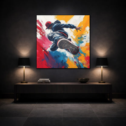 Mockup 3. Sports Breakdancer Colorful Dancer shown as canvas print