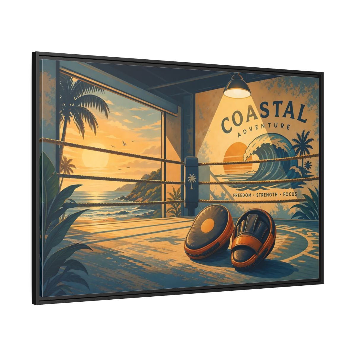 Side Mockup 12. Sports Coastal Boxing Coastal Boxing shown as framed canvas print