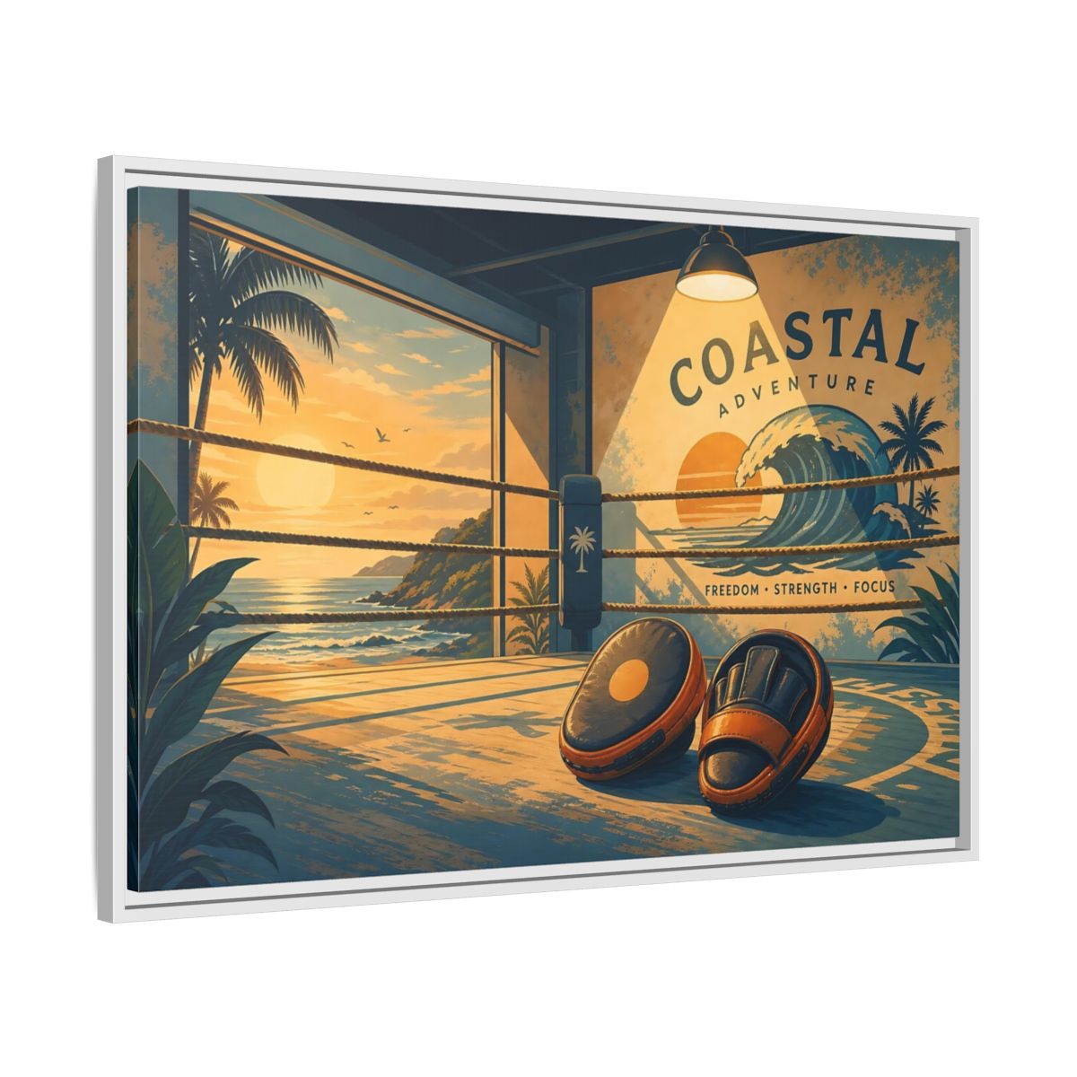 Side Mockup 9. Sports Coastal Boxing Coastal Boxing shown as framed canvas print
