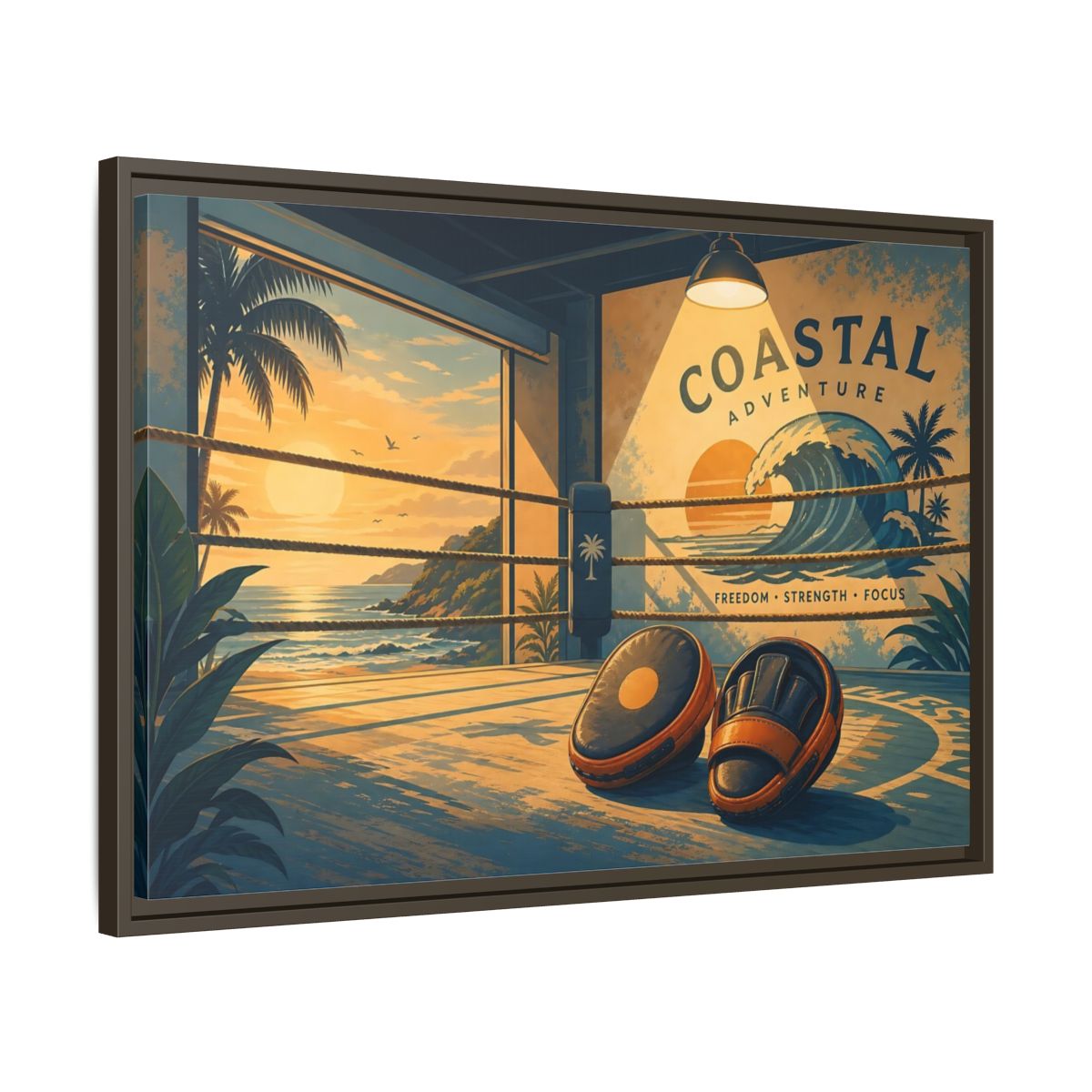 Side Mockup 11. Sports Coastal Boxing Coastal Boxing shown as framed canvas print