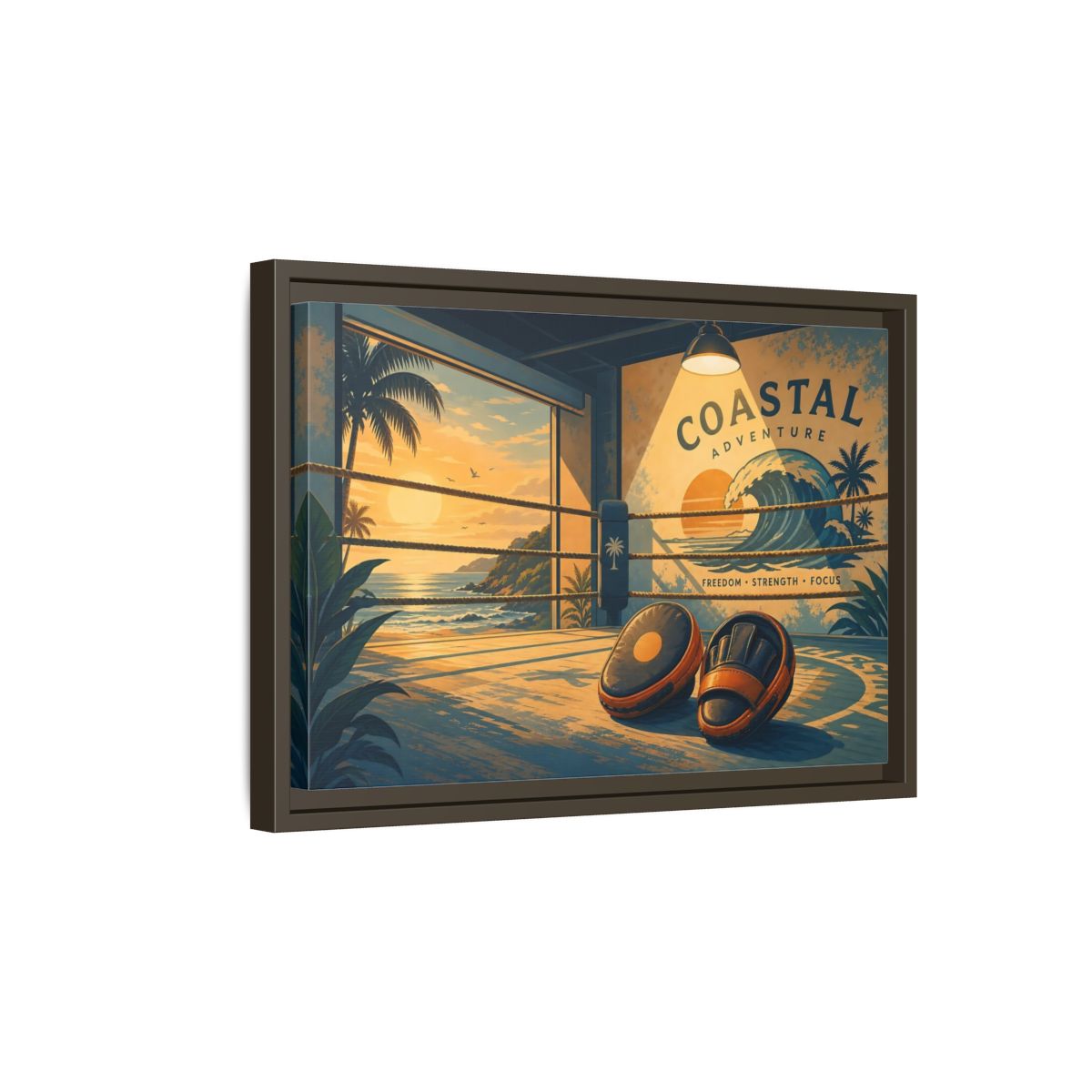 Side Mockup 5. Sports Coastal Boxing Coastal Boxing shown as framed canvas print