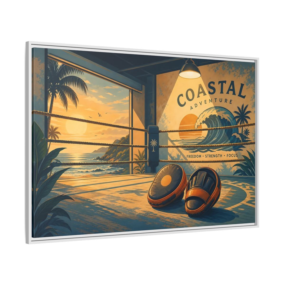 Side Mockup 7. Sports Coastal Boxing Coastal Boxing shown as framed canvas print