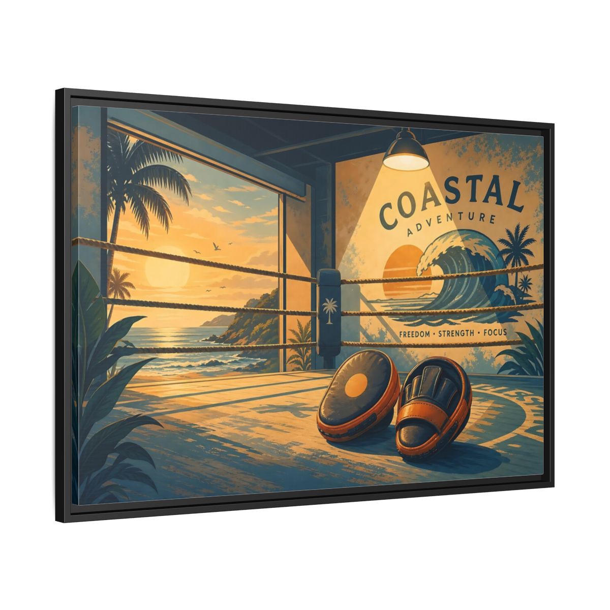 Side Mockup 13. Sports Coastal Boxing Coastal Boxing shown as framed canvas print
