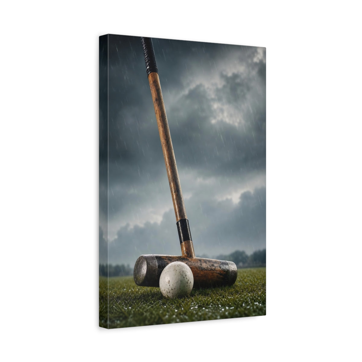 Side Mockup 4. Sports Croquet Mallet Rainy Croquet shown as canvas print