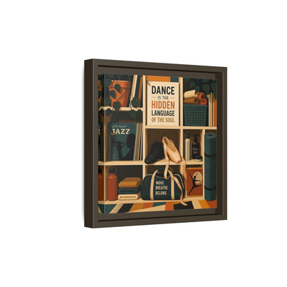 Side Mockup 20. Sports Dance & Yoga Teal Orange shown as framed canvas print