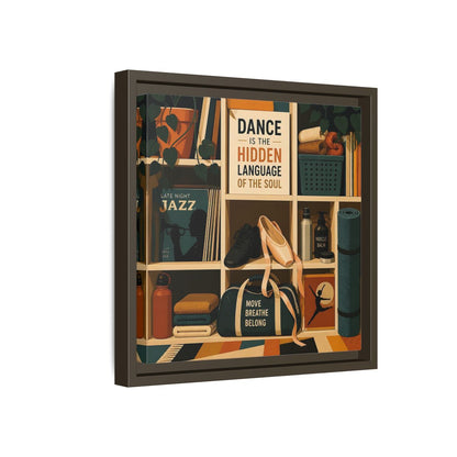 Side Mockup 17. Sports Dance & Yoga Teal Orange shown as framed canvas print