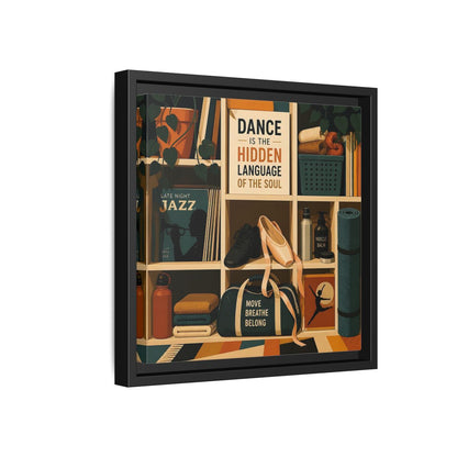 Side Mockup 18. Sports Dance & Yoga Teal Orange shown as framed canvas print