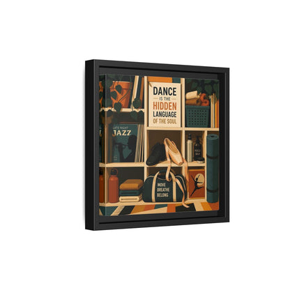 Side Mockup 21. Sports Dance & Yoga Teal Orange shown as framed canvas print