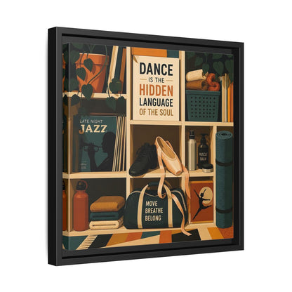 Side Mockup 32. Sports Dance & Yoga Teal Orange shown as framed canvas print