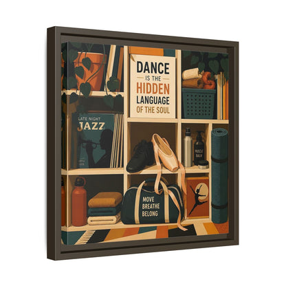 Side Mockup 29. Sports Dance & Yoga Teal Orange shown as framed canvas print