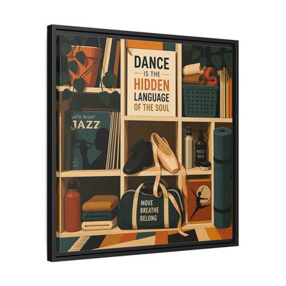 Side Mockup 31. Sports Dance & Yoga Teal Orange shown as framed canvas print