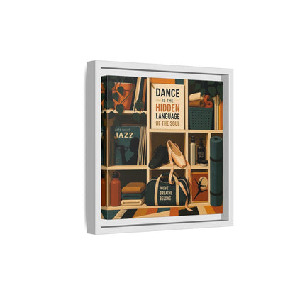 Side Mockup 19. Sports Dance & Yoga Teal Orange shown as framed canvas print