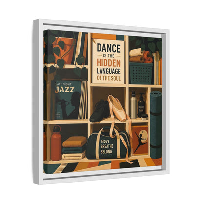 Side Mockup 28. Sports Dance & Yoga Teal Orange shown as framed canvas print