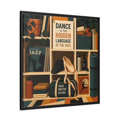Side Mockup 30. Sports Dance & Yoga Teal Orange shown as framed canvas print